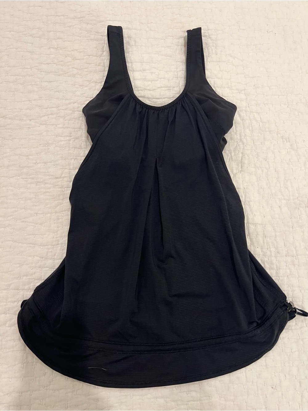 Lululemon Run Times Tank Womens 4 Black Drawstring Built In Bra Running Active
